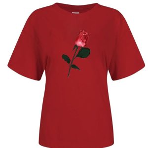 Camiseta de manga corta con cuello redondo para mujer