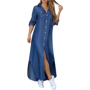 Vestido Largos de Manga Larga con Botones