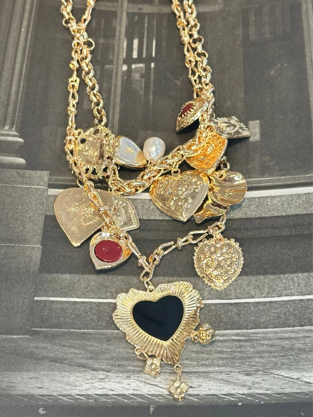 Collar doble Charms dorado - Imagen 2