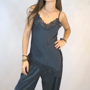 Top lencero Gris Puntilla Pico