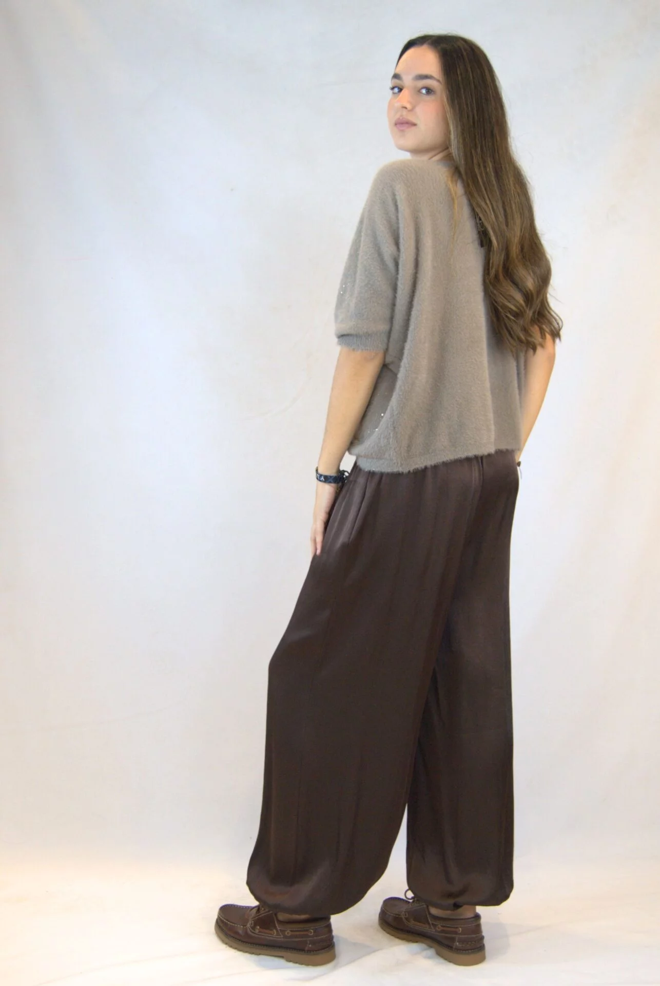 pantalón Bombacho satén Choco - Imagen 7