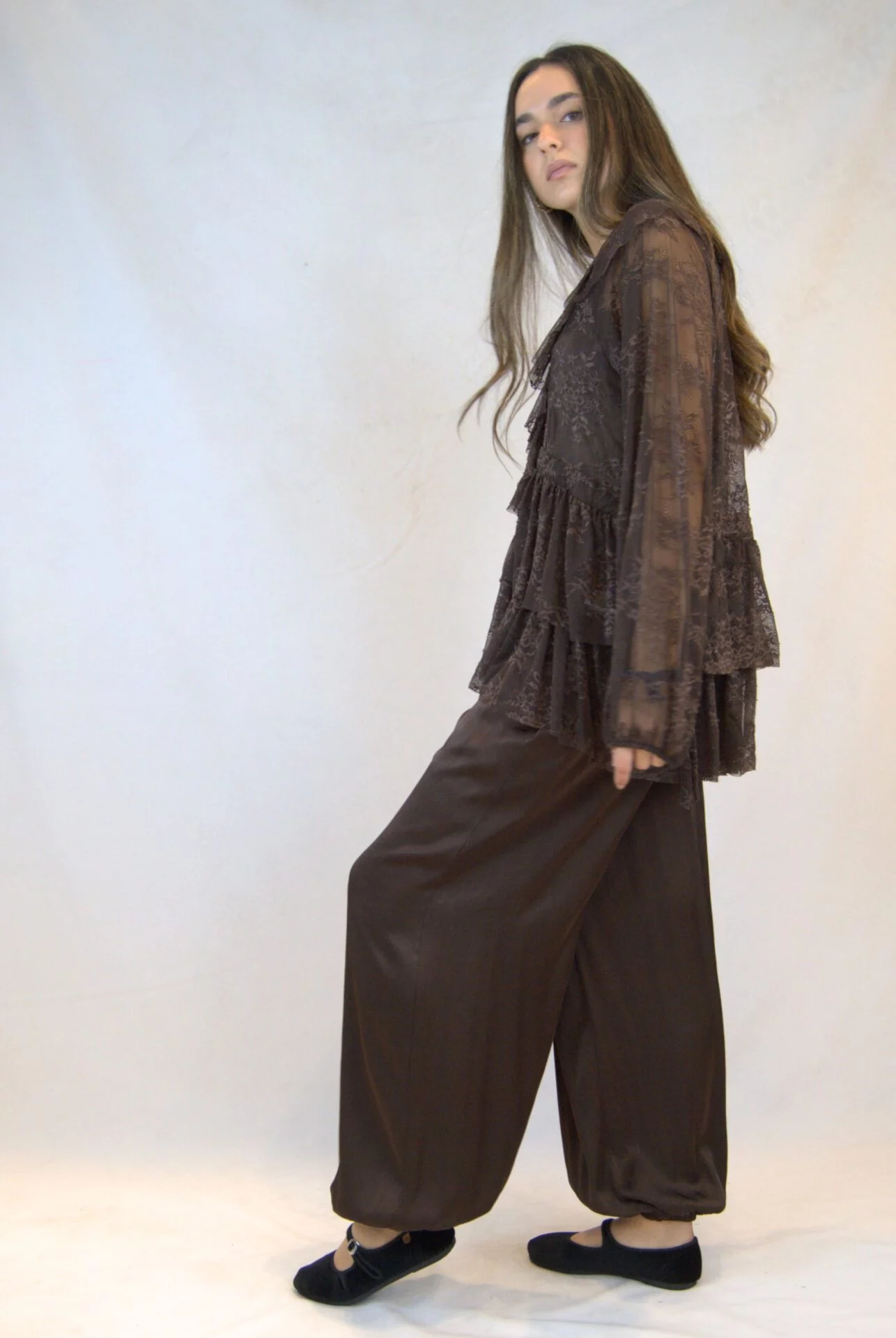 pantalón Bombacho satén Choco - Imagen 2